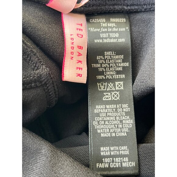 Ted Baker London Black Mesh Panel Halter one piece Swimsuit size 0 (US Size2- 4) - Picture 12 of 16